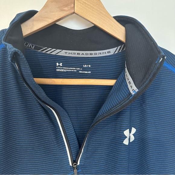 Under Armour - Streaker Striped HeatGear Half-Zip Top - Men - Blue - Picture 5 of 11